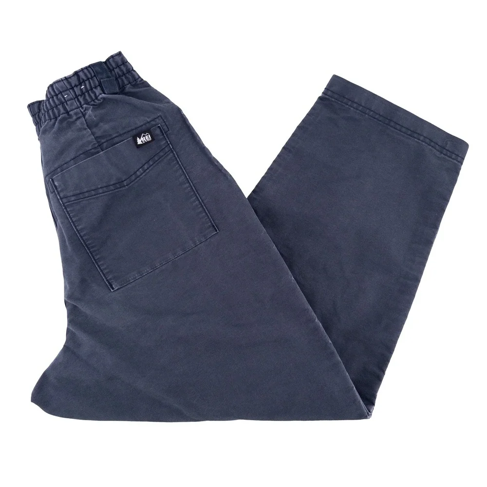 REI Co-op Womens Medium Campwell Pants Navy Blue High Rise Elastic Waist Hiking
